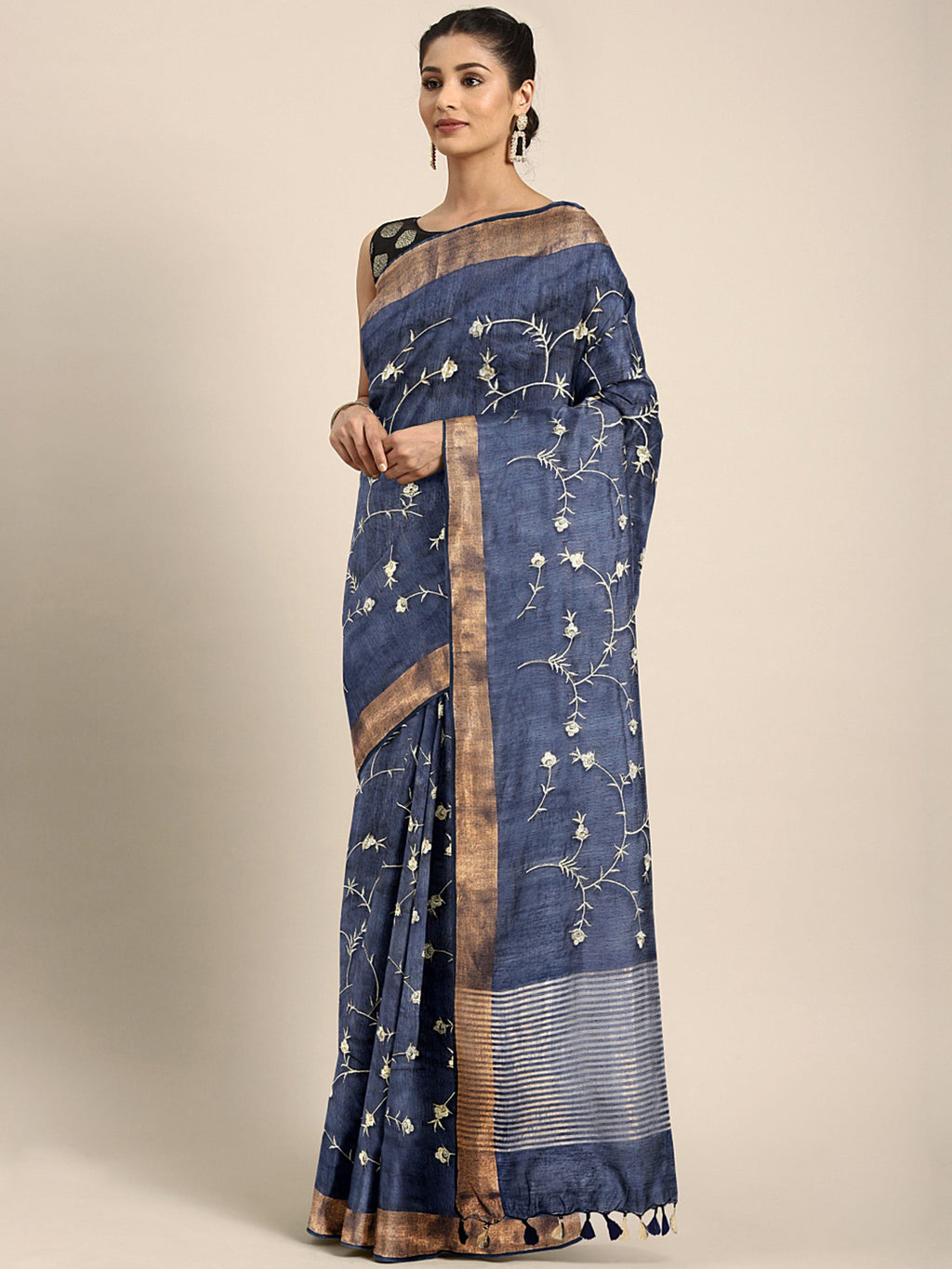 Kalakari India Kota Silk Embroidered Saree With Blouse ALBGSA0157-Saree-Kalakari India-ALBGSA0157-Geographical Indication, Hand Crafted, Heritage Prints, Linen, Natural Dyes, Pure Cotton, Sarees, Sustainable Fabrics, Woven-[Linen,Ethnic,wear,Fashionista,Handloom,Handicraft,Indigo,blockprint,block,print,Cotton,Chanderi,Blue, latest,classy,party,bollywood,trendy,summer,style,traditional,formal,elegant,unique,style,hand,block,print, dabu,booti,gift,present,glamorous,affordable,collectible,Sari,Sare