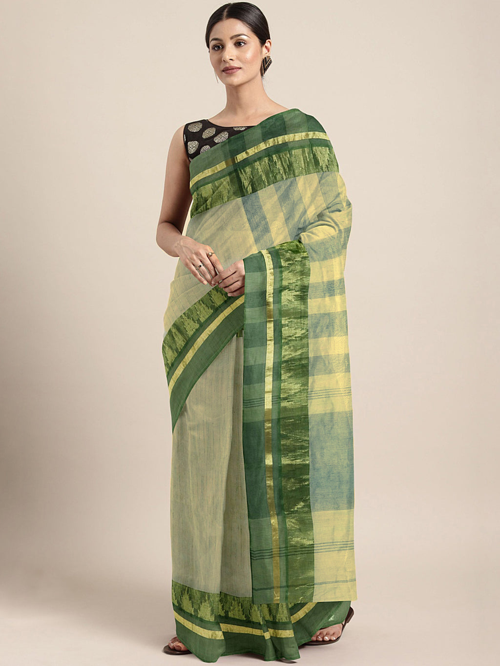 Green Tant Woven Design Saree Without Blouse Piece DUTASA036 DUTASA036-Saree-Kalakari India-DUTASA036-Geographical Indication, Hand Crafted, Heritage Prints, Natural Dyes, Sarees, Silk Cotton, Sustainable Fabrics, Taant, Tant, West Bengal, Woven-[Linen,Ethnic,wear,Fashionista,Handloom,Handicraft,Indigo,blockprint,block,print,Cotton,Chanderi,Blue, latest,classy,party,bollywood,trendy,summer,style,traditional,formal,elegant,unique,style,hand,block,print, dabu,booti,gift,present,glamorous,affordabl