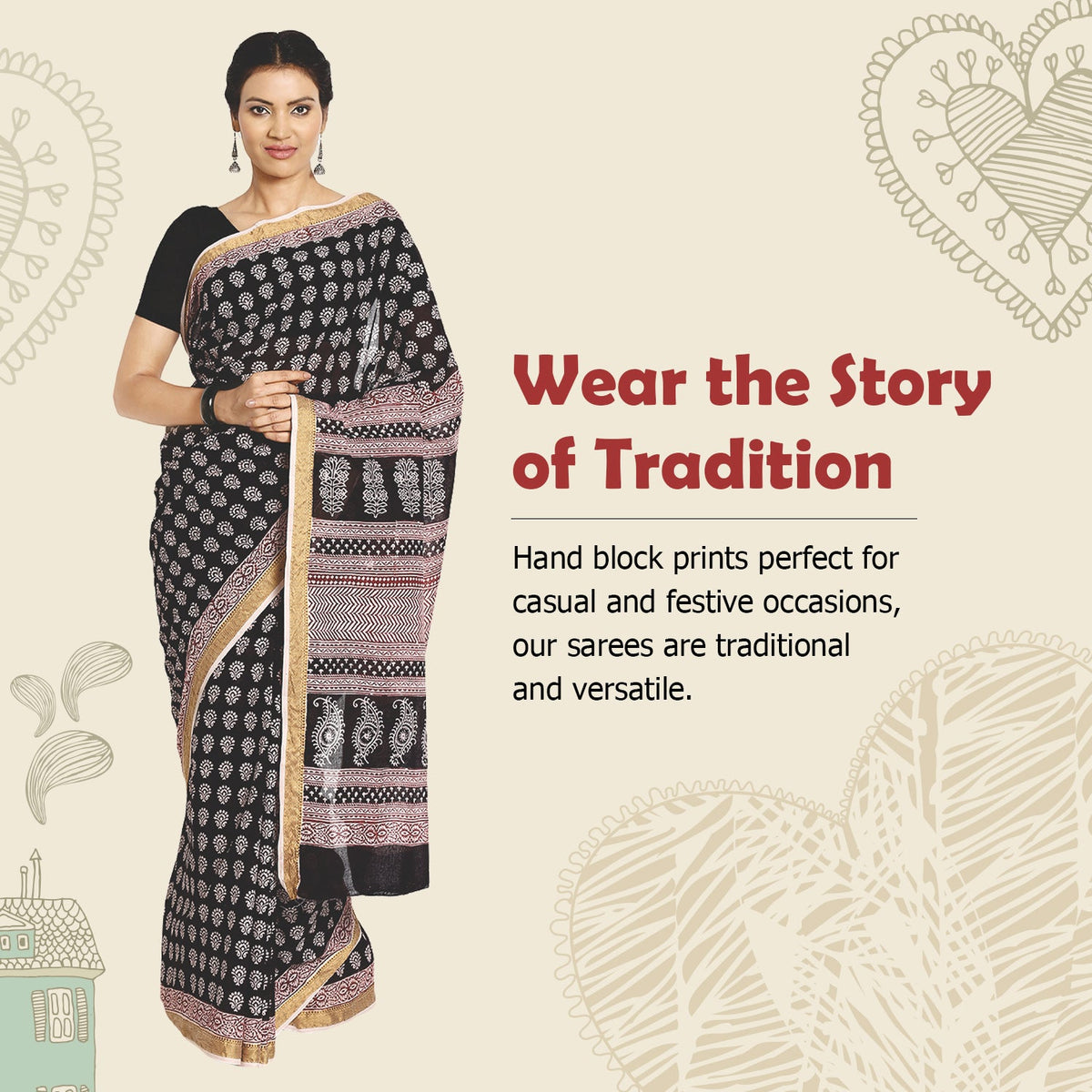 Bagh Print Saree | Bagh Sarees – Kalakari India