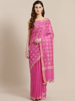 Pink Beige Zari Handwoven Woven Design Saree-Saree-Kalakari India-ALBGSA0003-Hand Crafted Sustainable Fabrics, Kota Silk, Linen, Sarees, Traditional Weave-[Linen,Ethnic,wear,Fashionista,Handloom,Handicraft,Indigo,blockprint,block,print,Cotton,Chanderi,Blue, latest,classy,party,bollywood,trendy,summer,style,traditional,formal,elegant,unique,style,hand,block,print, dabu,booti,gift,present,glamorous,affordable,collectible,Sari,Saree,printed, holi, Diwali, birthday, anniversary, sustainable, organic