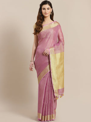 Pink Golden Handwoven Dual-Tone Saree-Saree-Kalakari India-ALBGSA0006-Hand Woven, Sarees, Sustainable Fabrics, Tissue, Traditional Weave-[Linen,Ethnic,wear,Fashionista,Handloom,Handicraft,Indigo,blockprint,block,print,Cotton,Chanderi,Blue, latest,classy,party,bollywood,trendy,summer,style,traditional,formal,elegant,unique,style,hand,block,print, dabu,booti,gift,present,glamorous,affordable,collectible,Sari,Saree,printed, holi, Diwali, birthday, anniversary, sustainable, organic, scarf, online, l