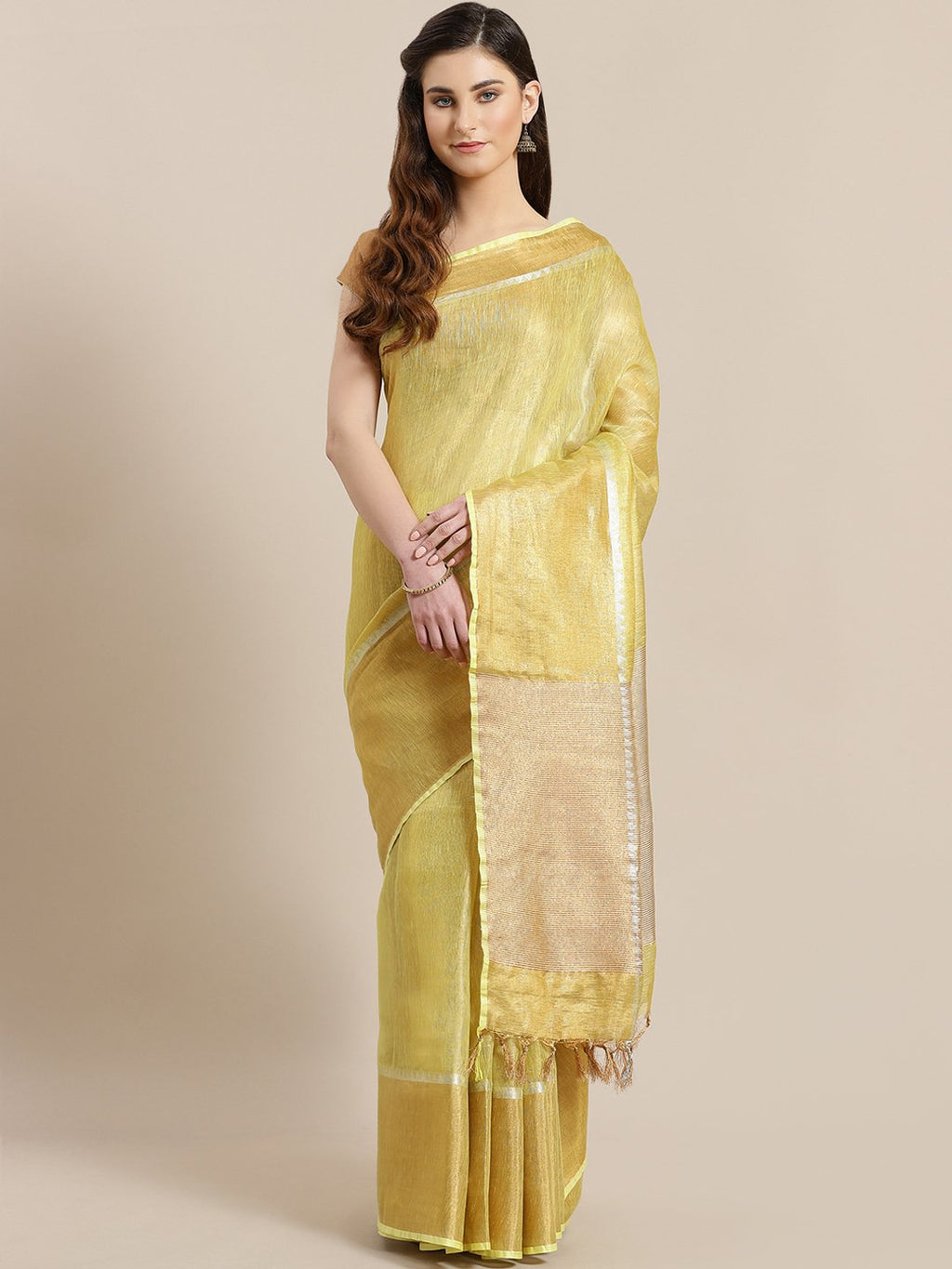 Mustard Yellow Golden Handwoven Dual-Tone Saree-Saree-Kalakari India-ALBGSA0016-Hand Woven, Sarees, Sustainable Fabrics, Tissue, Traditional Weave-[Linen,Ethnic,wear,Fashionista,Handloom,Handicraft,Indigo,blockprint,block,print,Cotton,Chanderi,Blue, latest,classy,party,bollywood,trendy,summer,style,traditional,formal,elegant,unique,style,hand,block,print, dabu,booti,gift,present,glamorous,affordable,collectible,Sari,Saree,printed, holi, Diwali, birthday, anniversary, sustainable, organic, scarf,