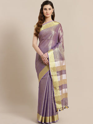 Purple Golden Dual Tone Solid Handwoven Saree-Saree-Kalakari India-ALBGSA0019-Hand Woven, Sarees, Sustainable Fabrics, Tissue, Traditional Weave-[Linen,Ethnic,wear,Fashionista,Handloom,Handicraft,Indigo,blockprint,block,print,Cotton,Chanderi,Blue, latest,classy,party,bollywood,trendy,summer,style,traditional,formal,elegant,unique,style,hand,block,print, dabu,booti,gift,present,glamorous,affordable,collectible,Sari,Saree,printed, holi, Diwali, birthday, anniversary, sustainable, organic, scarf, o