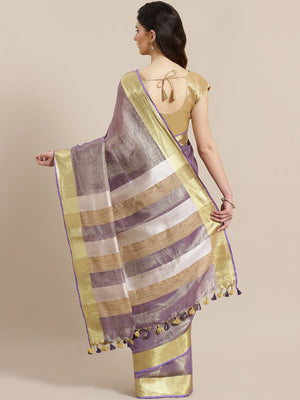 Purple Golden Dual Tone Solid Handwoven Saree-Saree-Kalakari India-ALBGSA0019-Hand Woven, Sarees, Sustainable Fabrics, Tissue, Traditional Weave-[Linen,Ethnic,wear,Fashionista,Handloom,Handicraft,Indigo,blockprint,block,print,Cotton,Chanderi,Blue, latest,classy,party,bollywood,trendy,summer,style,traditional,formal,elegant,unique,style,hand,block,print, dabu,booti,gift,present,glamorous,affordable,collectible,Sari,Saree,printed, holi, Diwali, birthday, anniversary, sustainable, organic, scarf, o