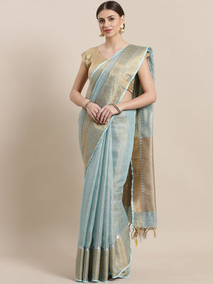 Blue Golden Dual Tone Tissue Woven Design Saree-Saree-Kalakari India-ALBGSA0020-Hand Woven, Sarees, Sustainable Fabrics, Tissue, Traditional Weave-[Linen,Ethnic,wear,Fashionista,Handloom,Handicraft,Indigo,blockprint,block,print,Cotton,Chanderi,Blue, latest,classy,party,bollywood,trendy,summer,style,traditional,formal,elegant,unique,style,hand,block,print, dabu,booti,gift,present,glamorous,affordable,collectible,Sari,Saree,printed, holi, Diwali, birthday, anniversary, sustainable, organic, scarf,