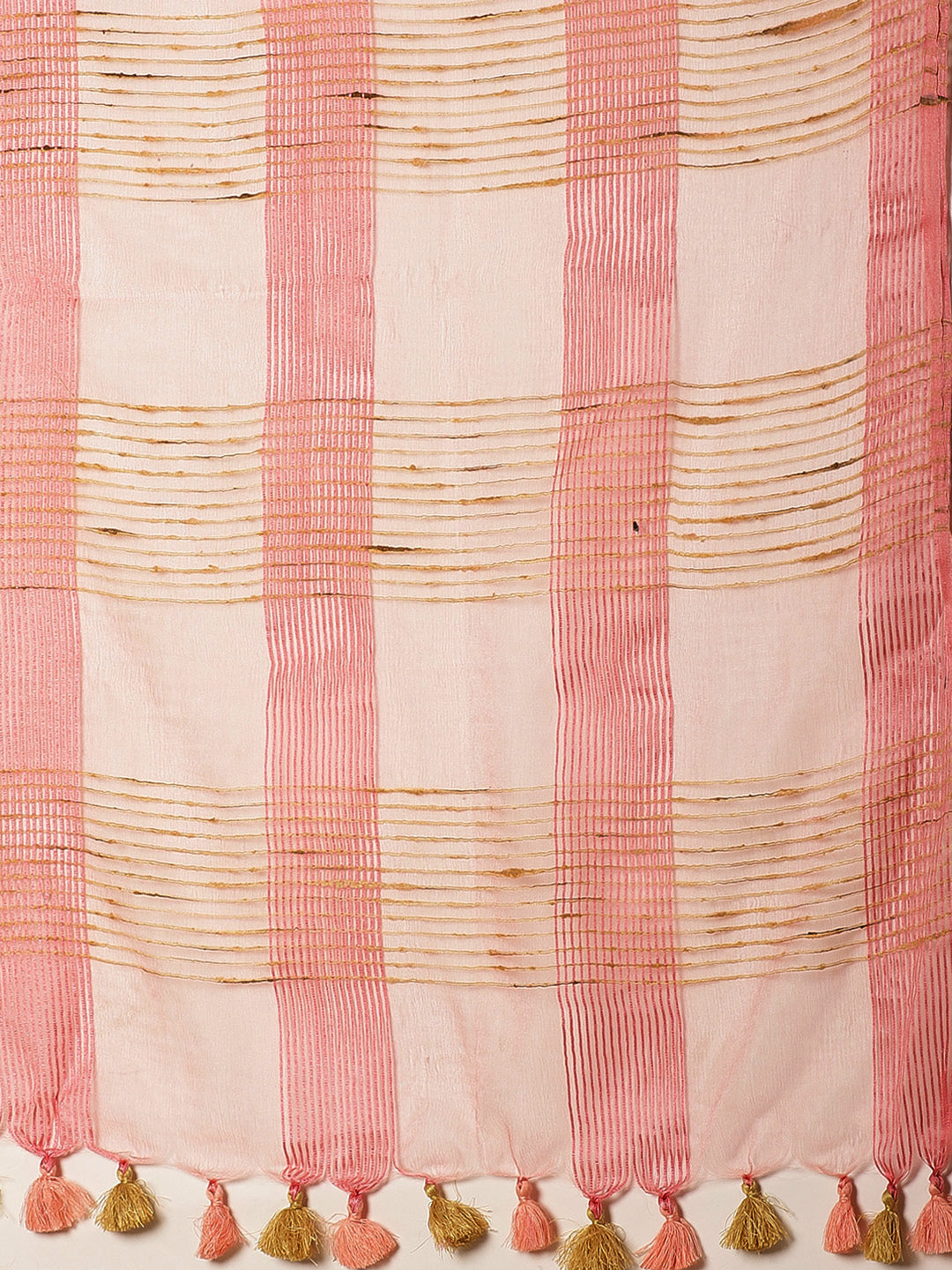 Pink Beige Self-Checked Handwoven Saree-Saree-Kalakari India-ALBGSA0023-Hand Crafted Sustainable Fabrics, Kota Silk, Linen, Sarees, Traditional Weave-[Linen,Ethnic,wear,Fashionista,Handloom,Handicraft,Indigo,blockprint,block,print,Cotton,Chanderi,Blue, latest,classy,party,bollywood,trendy,summer,style,traditional,formal,elegant,unique,style,hand,block,print, dabu,booti,gift,present,glamorous,affordable,collectible,Sari,Saree,printed, holi, Diwali, birthday, anniversary, sustainable, organic, sca