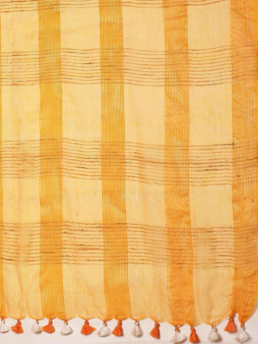 Mustard Yellow Self-Checked Handwoven Saree-Saree-Kalakari India-ALBGSA0024-Hand Crafted Sustainable Fabrics, Kota Silk, Linen, Sarees, Traditional Weave-[Linen,Ethnic,wear,Fashionista,Handloom,Handicraft,Indigo,blockprint,block,print,Cotton,Chanderi,Blue, latest,classy,party,bollywood,trendy,summer,style,traditional,formal,elegant,unique,style,hand,block,print, dabu,booti,gift,present,glamorous,affordable,collectible,Sari,Saree,printed, holi, Diwali, birthday, anniversary, sustainable, organic,