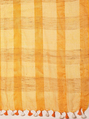 Mustard Yellow Self-Checked Handwoven Saree-Saree-Kalakari India-ALBGSA0024-Hand Crafted Sustainable Fabrics, Kota Silk, Linen, Sarees, Traditional Weave-[Linen,Ethnic,wear,Fashionista,Handloom,Handicraft,Indigo,blockprint,block,print,Cotton,Chanderi,Blue, latest,classy,party,bollywood,trendy,summer,style,traditional,formal,elegant,unique,style,hand,block,print, dabu,booti,gift,present,glamorous,affordable,collectible,Sari,Saree,printed, holi, Diwali, birthday, anniversary, sustainable, organic,