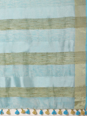 Blue Golden Dual Tone Solid Handwoven Saree-Saree-Kalakari India-ALBGSA0026-Hand Woven, Sarees, Sustainable Fabrics, Tissue, Traditional Weave-[Linen,Ethnic,wear,Fashionista,Handloom,Handicraft,Indigo,blockprint,block,print,Cotton,Chanderi,Blue, latest,classy,party,bollywood,trendy,summer,style,traditional,formal,elegant,unique,style,hand,block,print, dabu,booti,gift,present,glamorous,affordable,collectible,Sari,Saree,printed, holi, Diwali, birthday, anniversary, sustainable, organic, scarf, onl