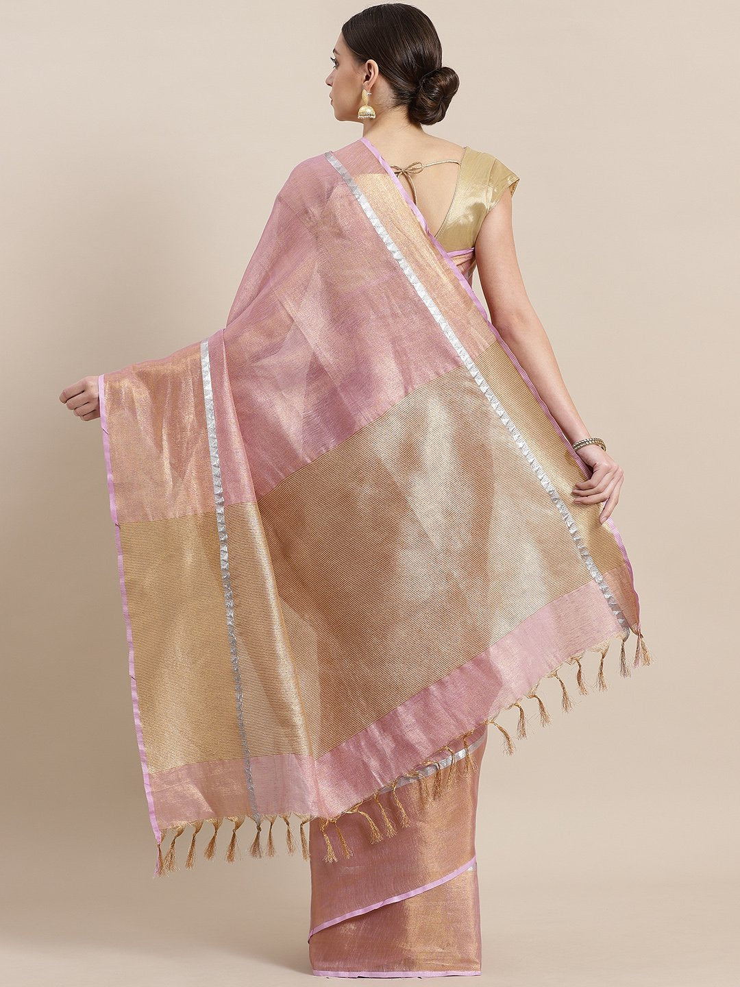 Purple Golden Dual Tone Tissue Woven Design Saree-Saree-Kalakari India-ALBGSA0027-Hand Woven, Sarees, Sustainable Fabrics, Tissue, Traditional Weave-[Linen,Ethnic,wear,Fashionista,Handloom,Handicraft,Indigo,blockprint,block,print,Cotton,Chanderi,Blue, latest,classy,party,bollywood,trendy,summer,style,traditional,formal,elegant,unique,style,hand,block,print, dabu,booti,gift,present,glamorous,affordable,collectible,Sari,Saree,printed, holi, Diwali, birthday, anniversary, sustainable, organic, scar