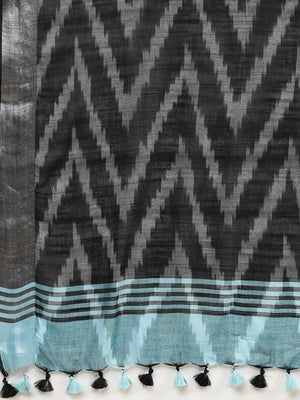 Linen Handwoven Saree and Blouse-Saree-Kalakari India-ALBGSA0032-Hand Woven, Linen, Sarees, Sustainable Fabrics, Traditional Weave-[Linen,Ethnic,wear,Fashionista,Handloom,Handicraft,Indigo,blockprint,block,print,Cotton,Chanderi,Blue, latest,classy,party,bollywood,trendy,summer,style,traditional,formal,elegant,unique,style,hand,block,print, dabu,booti,gift,present,glamorous,affordable,collectible,Sari,Saree,printed, holi, Diwali, birthday, anniversary, sustainable, organic, scarf, online, low pri