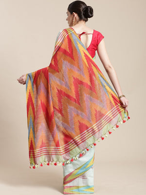 Linen Handwoven Saree and Blouse-Saree-Kalakari India-ALBGSA0034-Hand Woven, Linen, Sarees, Sustainable Fabrics, Traditional Weave-[Linen,Ethnic,wear,Fashionista,Handloom,Handicraft,Indigo,blockprint,block,print,Cotton,Chanderi,Blue, latest,classy,party,bollywood,trendy,summer,style,traditional,formal,elegant,unique,style,hand,block,print, dabu,booti,gift,present,glamorous,affordable,collectible,Sari,Saree,printed, holi, Diwali, birthday, anniversary, sustainable, organic, scarf, online, low pri