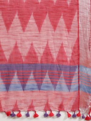 Linen Handwoven Saree and Blouse-Saree-Kalakari India-ALBGSA0039-Hand Woven, Linen, Sarees, Sustainable Fabrics, Traditional Weave-[Linen,Ethnic,wear,Fashionista,Handloom,Handicraft,Indigo,blockprint,block,print,Cotton,Chanderi,Blue, latest,classy,party,bollywood,trendy,summer,style,traditional,formal,elegant,unique,style,hand,block,print, dabu,booti,gift,present,glamorous,affordable,collectible,Sari,Saree,printed, holi, Diwali, birthday, anniversary, sustainable, organic, scarf, online, low pri