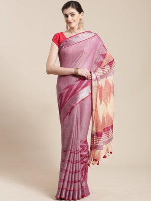 Linen Handwoven Saree and Blouse-Saree-Kalakari India-ALBGSA0041-Hand Woven, Linen, Sarees, Sustainable Fabrics, Traditional Weave-[Linen,Ethnic,wear,Fashionista,Handloom,Handicraft,Indigo,blockprint,block,print,Cotton,Chanderi,Blue, latest,classy,party,bollywood,trendy,summer,style,traditional,formal,elegant,unique,style,hand,block,print, dabu,booti,gift,present,glamorous,affordable,collectible,Sari,Saree,printed, holi, Diwali, birthday, anniversary, sustainable, organic, scarf, online, low pri