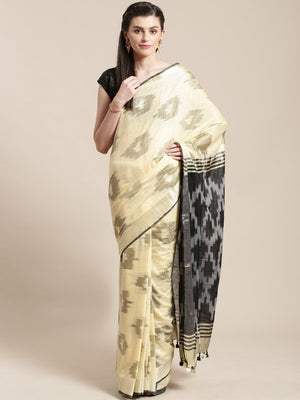 Linen Handwoven Saree and Blouse-Saree-Kalakari India-ALBGSA0046-Hand Woven, Linen, Sarees, Sustainable Fabrics, Traditional Weave-[Linen,Ethnic,wear,Fashionista,Handloom,Handicraft,Indigo,blockprint,block,print,Cotton,Chanderi,Blue, latest,classy,party,bollywood,trendy,summer,style,traditional,formal,elegant,unique,style,hand,block,print, dabu,booti,gift,present,glamorous,affordable,collectible,Sari,Saree,printed, holi, Diwali, birthday, anniversary, sustainable, organic, scarf, online, low pri