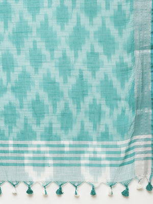 Linen Handwoven Saree and Blouse-Saree-Kalakari India-ALBGSA0049-Hand Woven, Linen, Sarees, Sustainable Fabrics, Traditional Weave-[Linen,Ethnic,wear,Fashionista,Handloom,Handicraft,Indigo,blockprint,block,print,Cotton,Chanderi,Blue, latest,classy,party,bollywood,trendy,summer,style,traditional,formal,elegant,unique,style,hand,block,print, dabu,booti,gift,present,glamorous,affordable,collectible,Sari,Saree,printed, holi, Diwali, birthday, anniversary, sustainable, organic, scarf, online, low pri