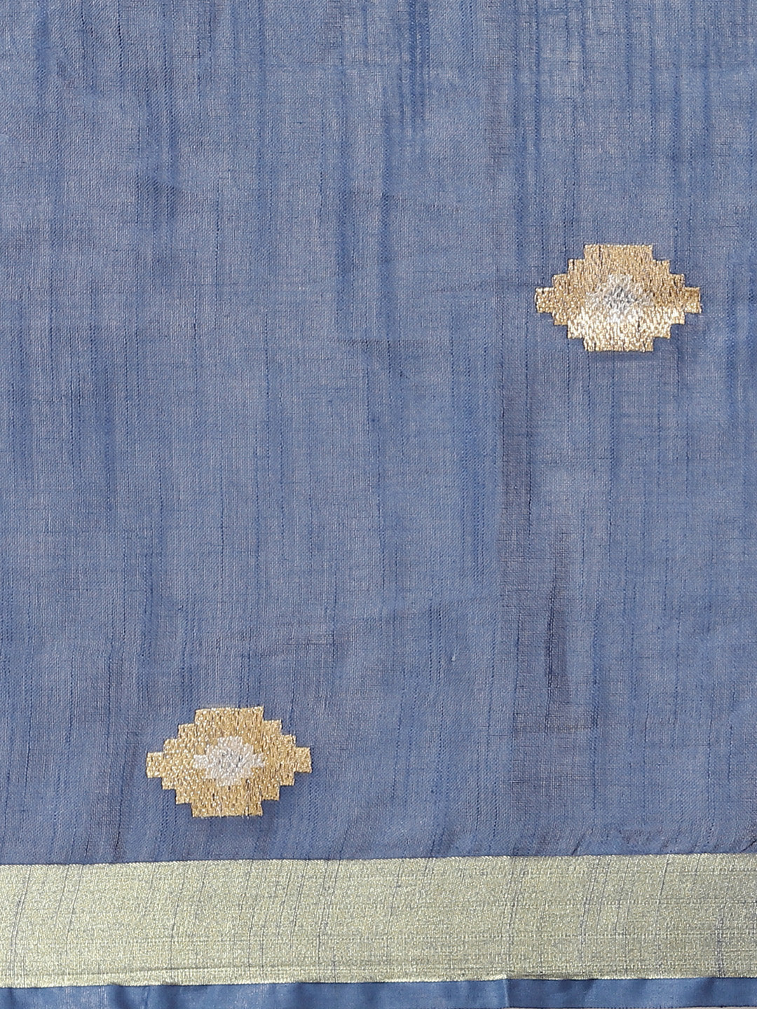 Blue and Gold, Kalakari India Linen Woven Saree and Blouse ALBGSA0051-Saree-Kalakari India-ALBGSA0051-Cotton, Geographical Indication, Hand Crafted, Heritage Prints, Linen, Natural Dyes, Red, Sarees, Shibori, Sustainable Fabrics, Woven, Yellow-[Linen,Ethnic,wear,Fashionista,Handloom,Handicraft,Indigo,blockprint,block,print,Cotton,Chanderi,Blue, latest,classy,party,bollywood,trendy,summer,style,traditional,formal,elegant,unique,style,hand,block,print, dabu,booti,gift,present,glamorous,affordable,