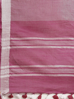 Purple and White, Kalakari India Linen Woven Saree and Blouse ALBGSA0057-Saree-Kalakari India-ALBGSA0057-Cotton, Geographical Indication, Hand Crafted, Heritage Prints, Linen, Natural Dyes, Red, Sarees, Shibori, Sustainable Fabrics, Woven, Yellow-[Linen,Ethnic,wear,Fashionista,Handloom,Handicraft,Indigo,blockprint,block,print,Cotton,Chanderi,Blue, latest,classy,party,bollywood,trendy,summer,style,traditional,formal,elegant,unique,style,hand,block,print, dabu,booti,gift,present,glamorous,affordab