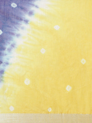 Yellow and Blue, Kalakari India Linen Shibori Woven Saree and Blouse ALBGSA0062-Saree-Kalakari India-ALBGSA0062-Cotton, Geographical Indication, Hand Crafted, Heritage Prints, Linen, Natural Dyes, Red, Sarees, Shibori, Sustainable Fabrics, Woven, Yellow-[Linen,Ethnic,wear,Fashionista,Handloom,Handicraft,Indigo,blockprint,block,print,Cotton,Chanderi,Blue, latest,classy,party,bollywood,trendy,summer,style,traditional,formal,elegant,unique,style,hand,block,print, dabu,booti,gift,present,glamorous,a