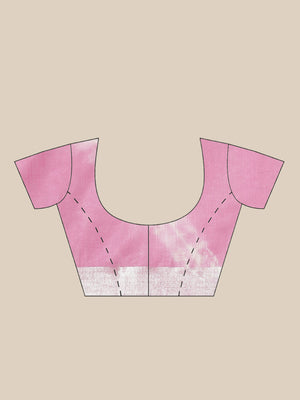 Pink and White, Kalakari India Linen Shibori Woven Saree and Blouse ALBGSA0073-Saree-Kalakari India-ALBGSA0073-Cotton, Geographical Indication, Hand Crafted, Heritage Prints, Linen, Natural Dyes, Red, Sarees, Shibori, Sustainable Fabrics, Woven, Yellow-[Linen,Ethnic,wear,Fashionista,Handloom,Handicraft,Indigo,blockprint,block,print,Cotton,Chanderi,Blue, latest,classy,party,bollywood,trendy,summer,style,traditional,formal,elegant,unique,style,hand,block,print, dabu,booti,gift,present,glamorous,af