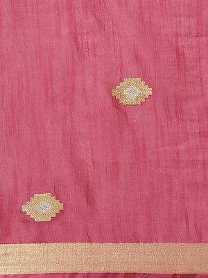 Magenta and Rose Gold, Kalakari India Linen Handwoven Saree and Blouse ALBGSA0083-Saree-Kalakari India-ALBGSA0083-Cotton, Geographical Indication, Hand Crafted, Heritage Prints, Linen, Natural Dyes, Red, Sarees, Shibori, Sustainable Fabrics, Woven, Yellow-[Linen,Ethnic,wear,Fashionista,Handloom,Handicraft,Indigo,blockprint,block,print,Cotton,Chanderi,Blue, latest,classy,party,bollywood,trendy,summer,style,traditional,formal,elegant,unique,style,hand,block,print, dabu,booti,gift,present,glamorous