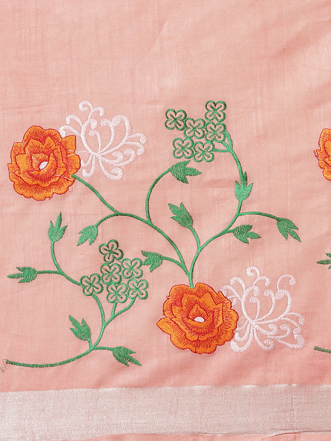 Peach and Orange, Kalakari India Linen Handwoven Saree and Blouse ALBGSA0087-Saree-Kalakari India-ALBGSA0087-Cotton, Geographical Indication, Hand Crafted, Heritage Prints, Linen, Natural Dyes, Red, Sarees, Shibori, Sustainable Fabrics, Woven, Yellow-[Linen,Ethnic,wear,Fashionista,Handloom,Handicraft,Indigo,blockprint,block,print,Cotton,Chanderi,Blue, latest,classy,party,bollywood,trendy,summer,style,traditional,formal,elegant,unique,style,hand,block,print, dabu,booti,gift,present,glamorous,affo