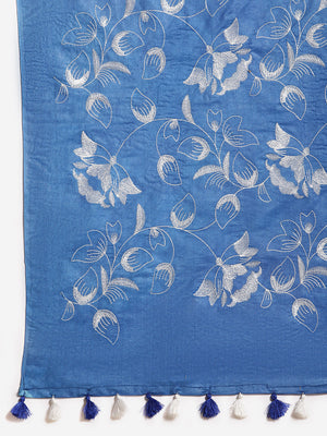 Blue and White, Kalakari India Bhagalpuri Silk Blend Woven Design Saree with Blouse ALBGSA0109-Saree-Kalakari India-ALBGSA0109-Bhagalpuri, Geographical Indication, Hand Crafted, Heritage Prints, Jute, Natural Dyes, Red, Sarees, Silk Blend, Sustainable Fabrics, Woven, Yellow-[Linen,Ethnic,wear,Fashionista,Handloom,Handicraft,Indigo,blockprint,block,print,Cotton,Chanderi,Blue, latest,classy,party,bollywood,trendy,summer,style,traditional,formal,elegant,unique,style,hand,block,print, dabu,booti,gif