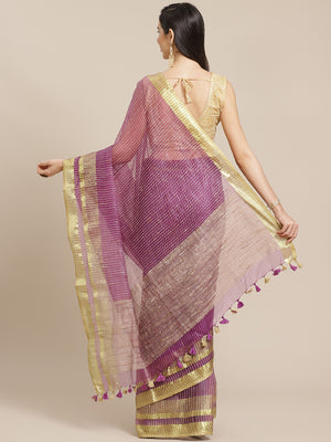 Purple and Gold, Kalakari India Bhagalpuri Jute Silk Woven Design Saree with Blouse ALBGSA0112-Saree-Kalakari India-ALBGSA0112-Bhagalpuri, Geographical Indication, Hand Crafted, Heritage Prints, Jute, Natural Dyes, Red, Sarees, Silk Blend, Sustainable Fabrics, Woven, Yellow-[Linen,Ethnic,wear,Fashionista,Handloom,Handicraft,Indigo,blockprint,block,print,Cotton,Chanderi,Blue, latest,classy,party,bollywood,trendy,summer,style,traditional,formal,elegant,unique,style,hand,block,print, dabu,booti,gif