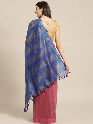 Blue and Blue, Kalakari India Bhagalpuri Silk Blend Woven Design Saree with Blouse ALBGSA0115-Saree-Kalakari India-ALBGSA0115-Bhagalpuri, Geographical Indication, Hand Crafted, Heritage Prints, Jute, Natural Dyes, Red, Sarees, Silk Blend, Sustainable Fabrics, Woven, Yellow-[Linen,Ethnic,wear,Fashionista,Handloom,Handicraft,Indigo,blockprint,block,print,Cotton,Chanderi,Blue, latest,classy,party,bollywood,trendy,summer,style,traditional,formal,elegant,unique,style,hand,block,print, dabu,booti,gift