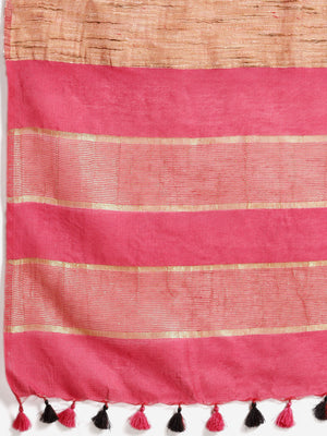 Pink and Gold, Kalakari India Bhagalpuri Silk Blend Woven Design Saree with Blouse ALBGSA0118-Saree-Kalakari India-ALBGSA0118-Bhagalpuri, Geographical Indication, Hand Crafted, Heritage Prints, Jute, Natural Dyes, Red, Sarees, Silk Blend, Sustainable Fabrics, Woven, Yellow-[Linen,Ethnic,wear,Fashionista,Handloom,Handicraft,Indigo,blockprint,block,print,Cotton,Chanderi,Blue, latest,classy,party,bollywood,trendy,summer,style,traditional,formal,elegant,unique,style,hand,block,print, dabu,booti,gift