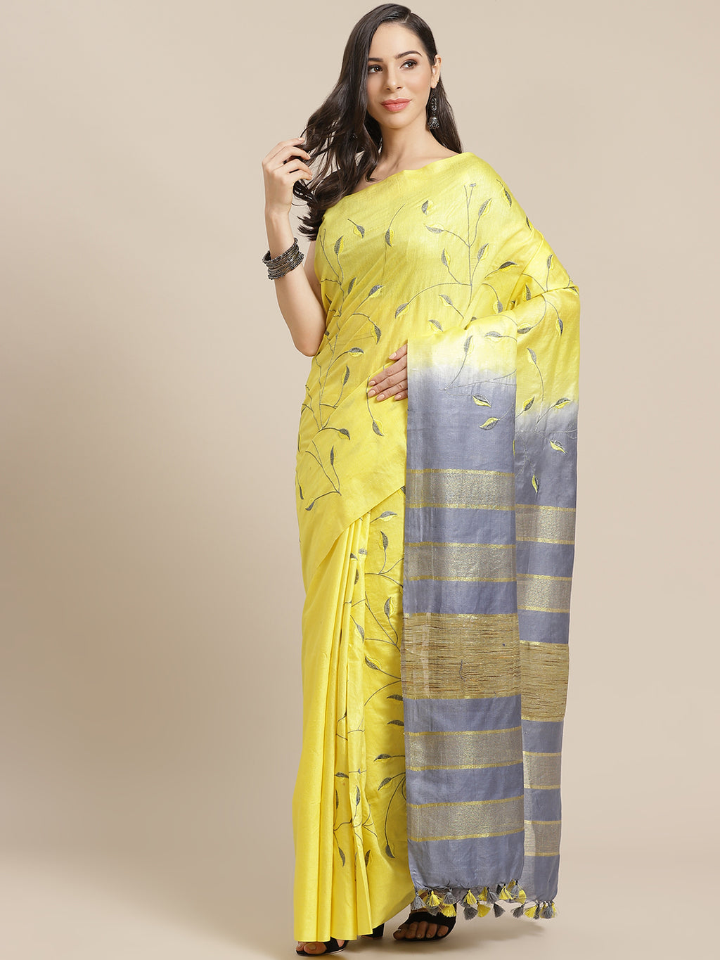 Yellow and Blue, Kalakari India Bhagalpuri Silk Blend Woven Design Saree with Blouse ALBGSA0119-Saree-Kalakari India-ALBGSA0119-Bhagalpuri, Geographical Indication, Hand Crafted, Heritage Prints, Jute, Natural Dyes, Red, Sarees, Silk Blend, Sustainable Fabrics, Woven, Yellow-[Linen,Ethnic,wear,Fashionista,Handloom,Handicraft,Indigo,blockprint,block,print,Cotton,Chanderi,Blue, latest,classy,party,bollywood,trendy,summer,style,traditional,formal,elegant,unique,style,hand,block,print, dabu,booti,gi