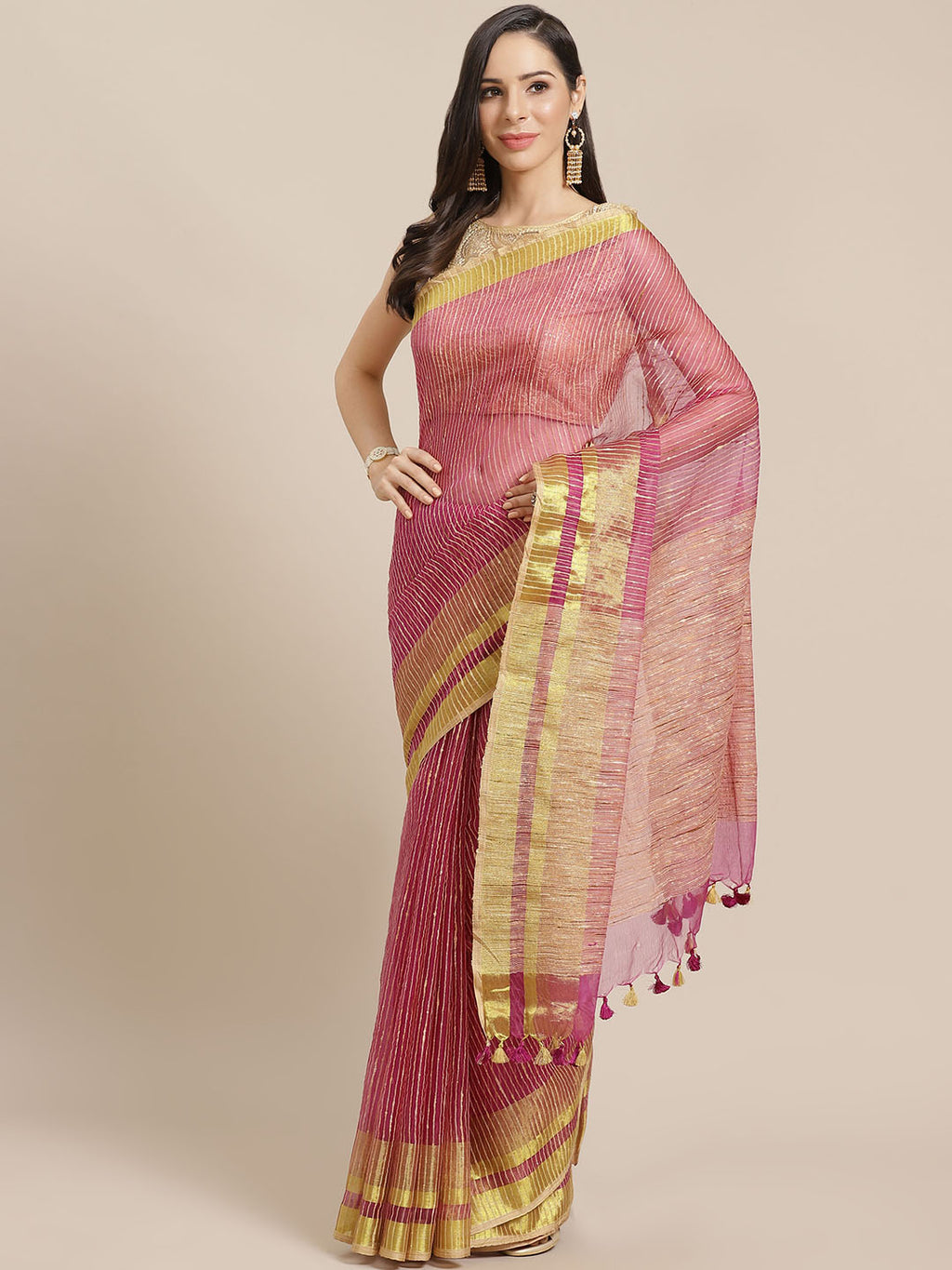 Purple and Cream, Kalakari India Bhagalpuri Jute Silk Woven Design Saree with Blouse ALBGSA0120-Saree-Kalakari India-ALBGSA0120-Bhagalpuri, Geographical Indication, Hand Crafted, Heritage Prints, Jute, Natural Dyes, Red, Sarees, Silk Blend, Sustainable Fabrics, Woven, Yellow-[Linen,Ethnic,wear,Fashionista,Handloom,Handicraft,Indigo,blockprint,block,print,Cotton,Chanderi,Blue, latest,classy,party,bollywood,trendy,summer,style,traditional,formal,elegant,unique,style,hand,block,print, dabu,booti,gi