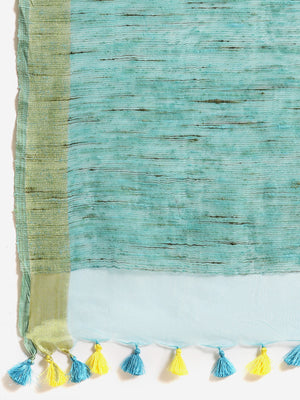 Blue and Green, Kalakari India Bhagalpuri Jute Silk Woven Design Saree with Blouse ALBGSA0121-Saree-Kalakari India-ALBGSA0121-Bhagalpuri, Geographical Indication, Hand Crafted, Heritage Prints, Jute, Natural Dyes, Red, Sarees, Silk Blend, Sustainable Fabrics, Woven, Yellow-[Linen,Ethnic,wear,Fashionista,Handloom,Handicraft,Indigo,blockprint,block,print,Cotton,Chanderi,Blue, latest,classy,party,bollywood,trendy,summer,style,traditional,formal,elegant,unique,style,hand,block,print, dabu,booti,gift