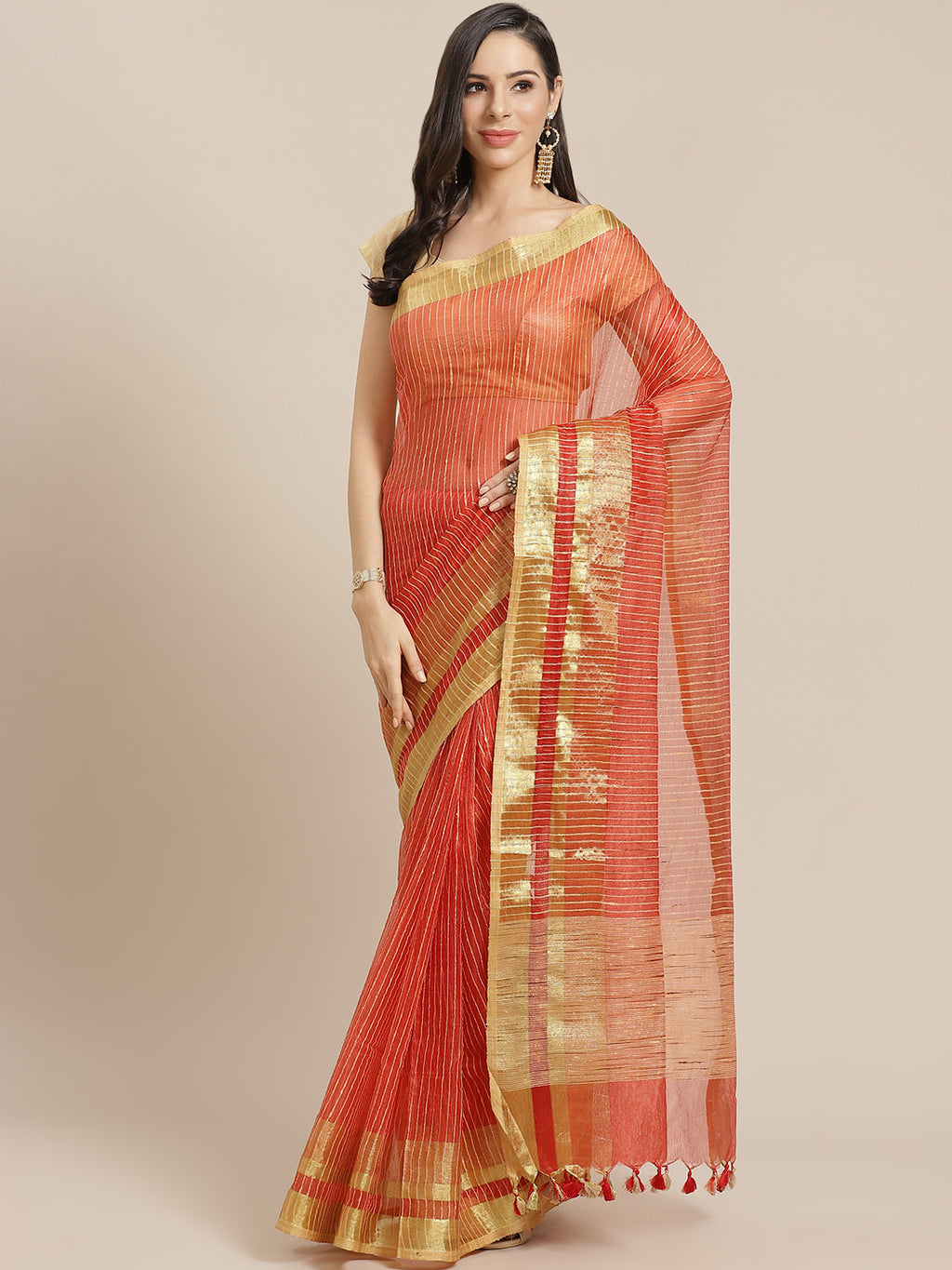 Red and Cream, Kalakari India Bhagalpuri Jute Silk Woven Design Saree with Blouse ALBGSA0122-Saree-Kalakari India-ALBGSA0122-Bhagalpuri, Geographical Indication, Hand Crafted, Heritage Prints, Jute, Natural Dyes, Red, Sarees, Silk Blend, Sustainable Fabrics, Woven, Yellow-[Linen,Ethnic,wear,Fashionista,Handloom,Handicraft,Indigo,blockprint,block,print,Cotton,Chanderi,Blue, latest,classy,party,bollywood,trendy,summer,style,traditional,formal,elegant,unique,style,hand,block,print, dabu,booti,gift,