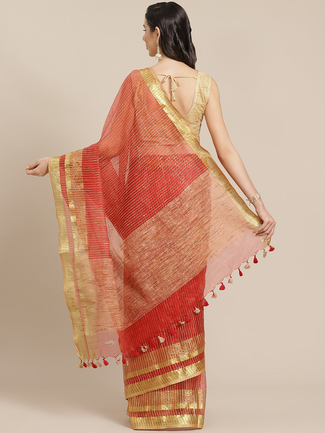 Maroon and Cream, Kalakari India Bhagalpuri Jute Silk Woven Design Saree with Blouse ALBGSA0123-Saree-Kalakari India-ALBGSA0123-Bhagalpuri, Geographical Indication, Hand Crafted, Heritage Prints, Jute, Natural Dyes, Red, Sarees, Silk Blend, Sustainable Fabrics, Woven, Yellow-[Linen,Ethnic,wear,Fashionista,Handloom,Handicraft,Indigo,blockprint,block,print,Cotton,Chanderi,Blue, latest,classy,party,bollywood,trendy,summer,style,traditional,formal,elegant,unique,style,hand,block,print, dabu,booti,gi