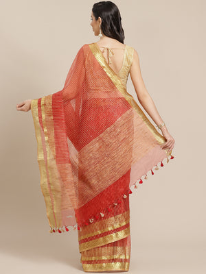 Maroon and Cream, Kalakari India Bhagalpuri Jute Silk Woven Design Saree with Blouse ALBGSA0123-Saree-Kalakari India-ALBGSA0123-Bhagalpuri, Geographical Indication, Hand Crafted, Heritage Prints, Jute, Natural Dyes, Red, Sarees, Silk Blend, Sustainable Fabrics, Woven, Yellow-[Linen,Ethnic,wear,Fashionista,Handloom,Handicraft,Indigo,blockprint,block,print,Cotton,Chanderi,Blue, latest,classy,party,bollywood,trendy,summer,style,traditional,formal,elegant,unique,style,hand,block,print, dabu,booti,gi