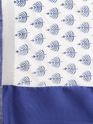 White and Blue, Kalakari India Bhagalpuri Linen Blend Woven Design Saree with Blouse ALBGSA0136-Saree-Kalakari India-ALBGSA0136-Cotton, Geographical Indication, Hand Crafted, Heritage Prints, Linen, Natural Dyes, Red, Sarees, Shibori, Sustainable Fabrics, Woven, Yellow-[Linen,Ethnic,wear,Fashionista,Handloom,Handicraft,Indigo,blockprint,block,print,Cotton,Chanderi,Blue, latest,classy,party,bollywood,trendy,summer,style,traditional,formal,elegant,unique,style,hand,block,print, dabu,booti,gift,pre