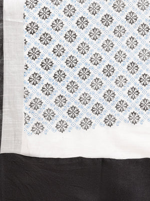 White and Blue, Kalakari India Bhagalpuri Linen Blend Woven Design Saree with Blouse ALBGSA0144-Saree-Kalakari India-ALBGSA0144-Cotton, Geographical Indication, Hand Crafted, Heritage Prints, Linen, Natural Dyes, Red, Sarees, Shibori, Sustainable Fabrics, Woven, Yellow-[Linen,Ethnic,wear,Fashionista,Handloom,Handicraft,Indigo,blockprint,block,print,Cotton,Chanderi,Blue, latest,classy,party,bollywood,trendy,summer,style,traditional,formal,elegant,unique,style,hand,block,print, dabu,booti,gift,pre