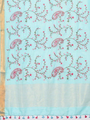 Kalakari India Kota Silk Embroidered Saree With Blouse ALBGSA0168-Saree-Kalakari India-ALBGSA0168-Geographical Indication, Hand Crafted, Heritage Prints, Linen, Natural Dyes, Pure Cotton, Sarees, Sustainable Fabrics, Woven-[Linen,Ethnic,wear,Fashionista,Handloom,Handicraft,Indigo,blockprint,block,print,Cotton,Chanderi,Blue, latest,classy,party,bollywood,trendy,summer,style,traditional,formal,elegant,unique,style,hand,block,print, dabu,booti,gift,present,glamorous,affordable,collectible,Sari,Sare