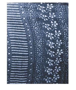 Indigo Dabu Hand Block Print Handcrafted Cotton Saree-Saree-Kalakari India-BAPASA0017-Cotton, Dabu, Geographical Indication, Hand Blocks, Hand Crafted, Heritage Prints, Indigo, Natural Dyes, Sarees, Sustainable Fabrics-[Linen,Ethnic,wear,Fashionista,Handloom,Handicraft,Indigo,blockprint,block,print,Cotton,Chanderi,Blue, latest,classy,party,bollywood,trendy,summer,style,traditional,formal,elegant,unique,style,hand,block,print, dabu,booti,gift,present,glamorous,affordable,collectible,Sari,Saree,pr