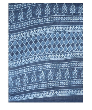 Indigo Dabu Hand Block Print Handcrafted Cotton Saree-Saree-Kalakari India-BAPASA0006-Cotton, Dabu, Geographical Indication, Hand Blocks, Hand Crafted, Heritage Prints, Indigo, Natural Dyes, Sarees, Sustainable Fabrics-[Linen,Ethnic,wear,Fashionista,Handloom,Handicraft,Indigo,blockprint,block,print,Cotton,Chanderi,Blue, latest,classy,party,bollywood,trendy,summer,style,traditional,formal,elegant,unique,style,hand,block,print, dabu,booti,gift,present,glamorous,affordable,collectible,Sari,Saree,pr