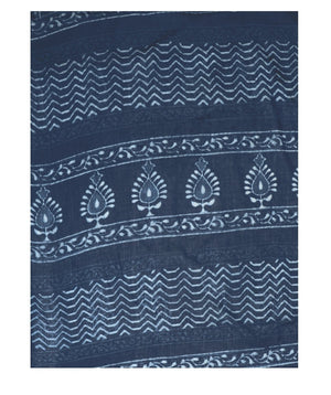 Indigo Dabu Hand Block Print Handcrafted Cotton Saree-Saree-Kalakari India-BAPASA0007-Cotton, Dabu, Geographical Indication, Hand Blocks, Hand Crafted, Heritage Prints, Indigo, Natural Dyes, Sarees, Sustainable Fabrics-[Linen,Ethnic,wear,Fashionista,Handloom,Handicraft,Indigo,blockprint,block,print,Cotton,Chanderi,Blue, latest,classy,party,bollywood,trendy,summer,style,traditional,formal,elegant,unique,style,hand,block,print, dabu,booti,gift,present,glamorous,affordable,collectible,Sari,Saree,pr