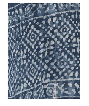 Indigo Dabu Hand Block Print Handcrafted Cotton Saree-Saree-Kalakari India-BAPASA0008-Cotton, Dabu, Geographical Indication, Hand Blocks, Hand Crafted, Heritage Prints, Indigo, Natural Dyes, Sarees, Sustainable Fabrics-[Linen,Ethnic,wear,Fashionista,Handloom,Handicraft,Indigo,blockprint,block,print,Cotton,Chanderi,Blue, latest,classy,party,bollywood,trendy,summer,style,traditional,formal,elegant,unique,style,hand,block,print, dabu,booti,gift,present,glamorous,affordable,collectible,Sari,Saree,pr