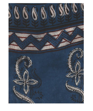 Indigo Tarapur Hand Block Print Handcrafted Cotton Saree-Saree-Kalakari India-BAPASA0021-Cotton, Geographical Indication, Hand Blocks, Hand Crafted, Heritage Prints, Indigo, Natural Dyes, Sarees, Sustainable Fabrics, Tarapur-[Linen,Ethnic,wear,Fashionista,Handloom,Handicraft,Indigo,blockprint,block,print,Cotton,Chanderi,Blue, latest,classy,party,bollywood,trendy,summer,style,traditional,formal,elegant,unique,style,hand,block,print, dabu,booti,gift,present,glamorous,affordable,collectible,Sari,Sa