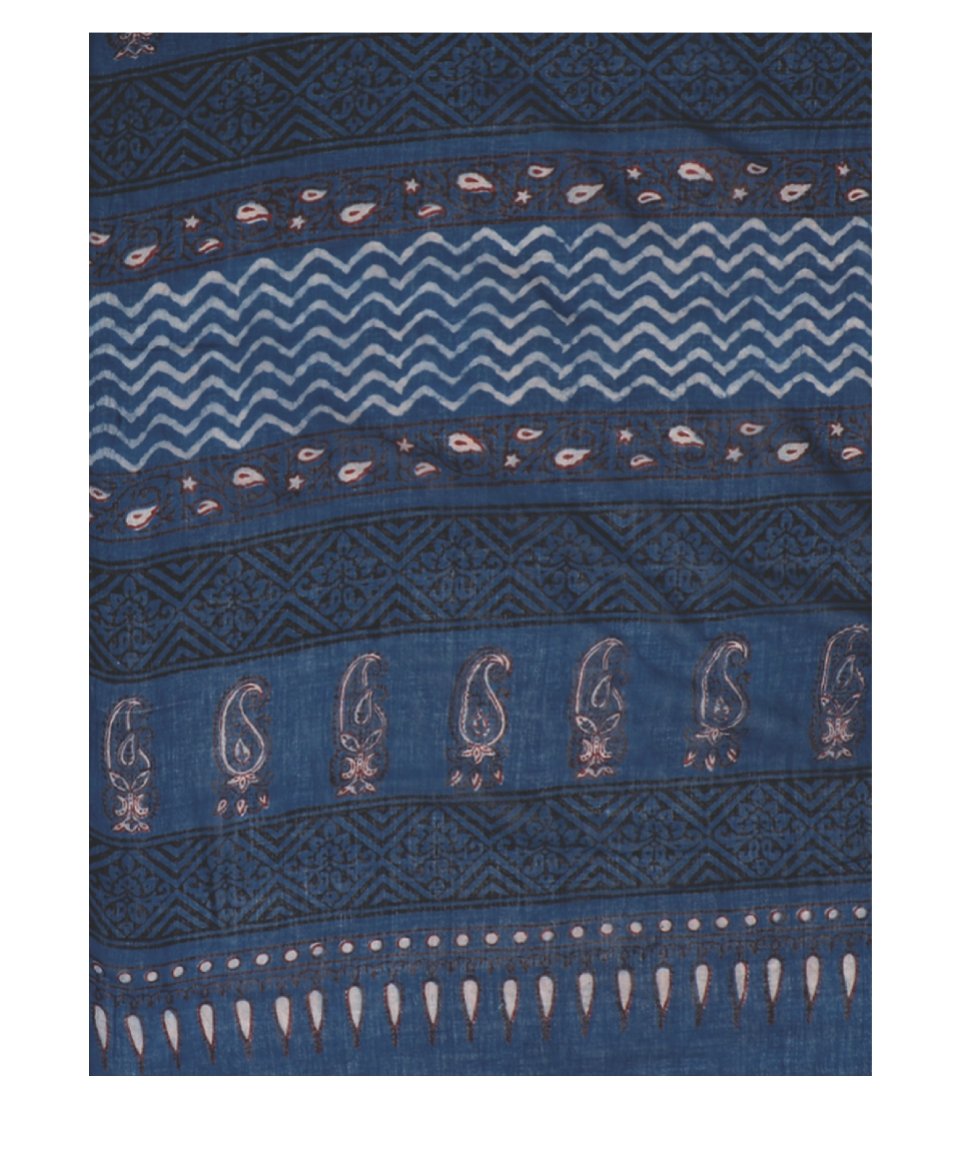 Indigo Tarapur Hand Block Print Handcrafted Cotton Saree-Saree-Kalakari India-BAPASA0022-Cotton, Geographical Indication, Hand Blocks, Hand Crafted, Heritage Prints, Indigo, Natural Dyes, Sarees, Sustainable Fabrics, Tarapur-[Linen,Ethnic,wear,Fashionista,Handloom,Handicraft,Indigo,blockprint,block,print,Cotton,Chanderi,Blue, latest,classy,party,bollywood,trendy,summer,style,traditional,formal,elegant,unique,style,hand,block,print, dabu,booti,gift,present,glamorous,affordable,collectible,Sari,Sa