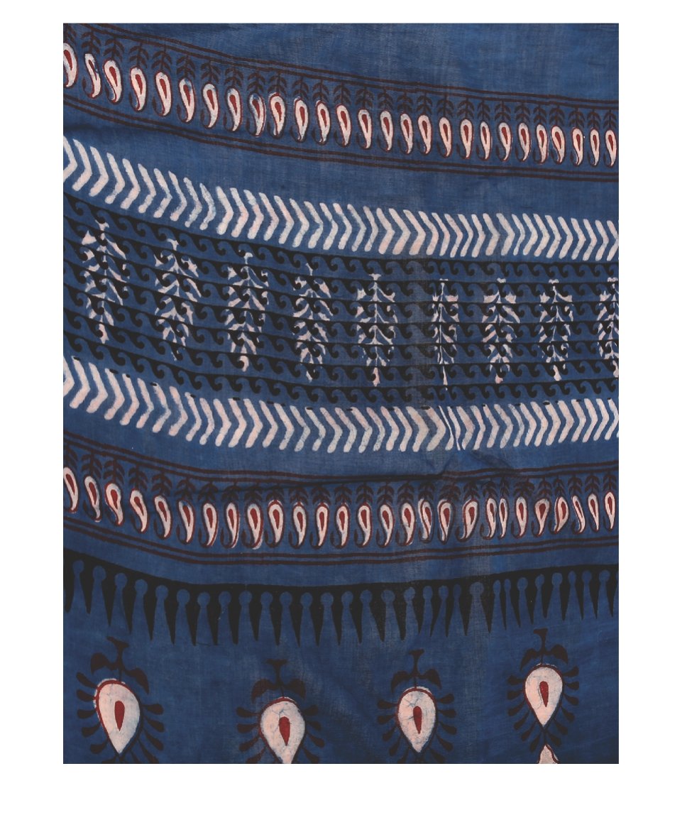 Indigo Tarapur Hand Block Print Handcrafted Cotton Saree-Saree-Kalakari India-BAPASA0026-Cotton, Geographical Indication, Hand Blocks, Hand Crafted, Heritage Prints, Indigo, Natural Dyes, Sarees, Sustainable Fabrics, Tarapur-[Linen,Ethnic,wear,Fashionista,Handloom,Handicraft,Indigo,blockprint,block,print,Cotton,Chanderi,Blue, latest,classy,party,bollywood,trendy,summer,style,traditional,formal,elegant,unique,style,hand,block,print, dabu,booti,gift,present,glamorous,affordable,collectible,Sari,Sa