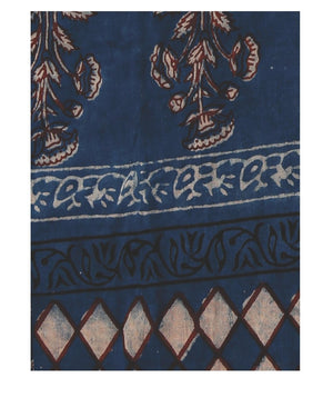 Indigo Tarapur Hand Block Print Handcrafted Cotton Saree-Saree-Kalakari India-BAPASA0027-Cotton, Geographical Indication, Hand Blocks, Hand Crafted, Heritage Prints, Indigo, Natural Dyes, Sarees, Sustainable Fabrics, Tarapur-[Linen,Ethnic,wear,Fashionista,Handloom,Handicraft,Indigo,blockprint,block,print,Cotton,Chanderi,Blue, latest,classy,party,bollywood,trendy,summer,style,traditional,formal,elegant,unique,style,hand,block,print, dabu,booti,gift,present,glamorous,affordable,collectible,Sari,Sa