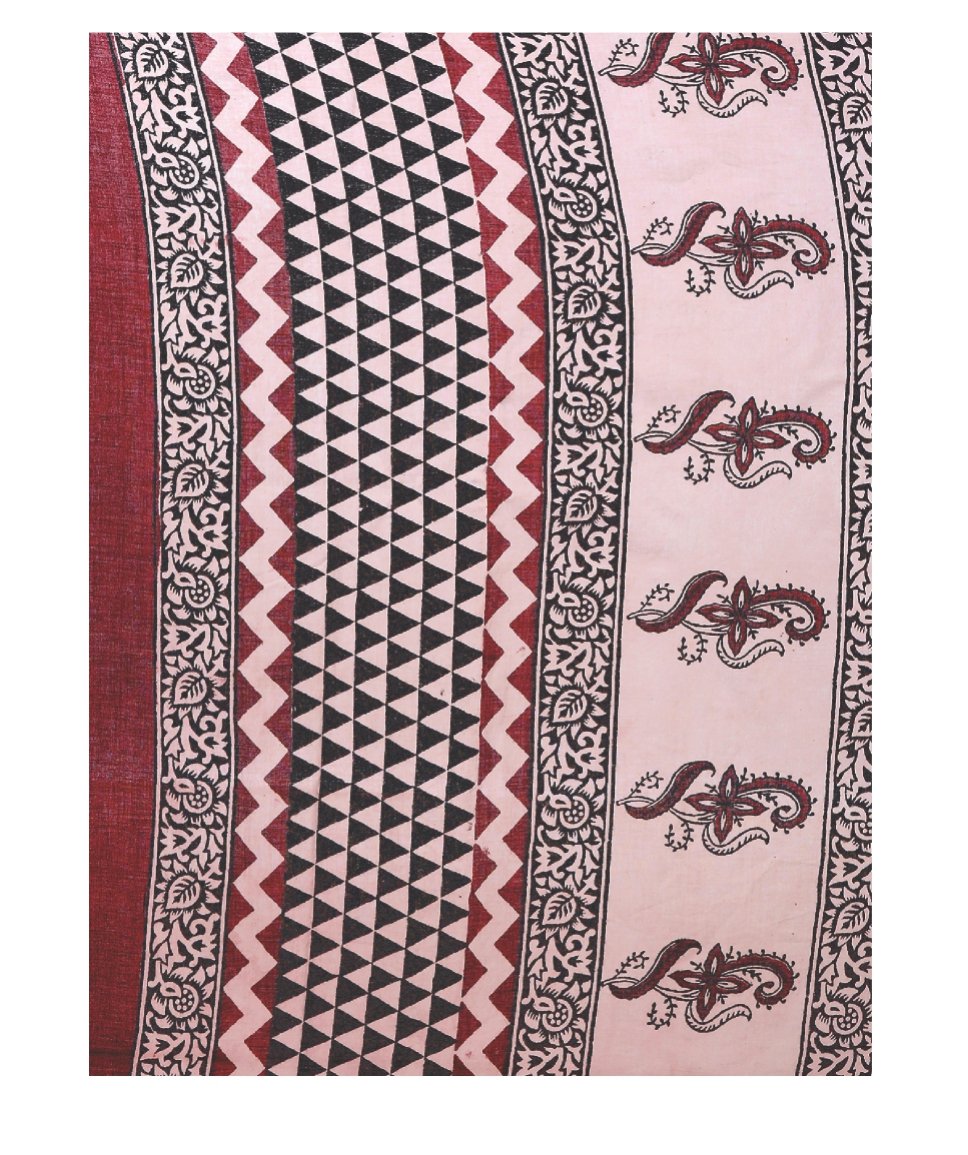 Pink & Black Hand Block Bagh Print Handcrafted Cotton Saree-Saree-Kalakari India-BAPASA0035-Bagh, Cotton, Geographical Indication, Hand Blocks, Hand Crafted, Heritage Prints, Sarees, Sustainable Fabrics-[Linen,Ethnic,wear,Fashionista,Handloom,Handicraft,Indigo,blockprint,block,print,Cotton,Chanderi,Blue, latest,classy,party,bollywood,trendy,summer,style,traditional,formal,elegant,unique,style,hand,block,print, dabu,booti,gift,present,glamorous,affordable,collectible,Sari,Saree,printed, holi, Diw