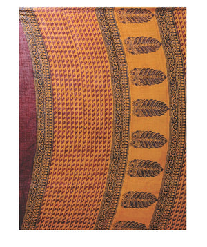 Orange Bagh Hand Block Print Handcrafted Cotton Saree-Saree-Kalakari India-BAPASA0041-Bagh, Cotton, Geographical Indication, Hand Blocks, Hand Crafted, Heritage Prints, Sarees, Sustainable Fabrics-[Linen,Ethnic,wear,Fashionista,Handloom,Handicraft,Indigo,blockprint,block,print,Cotton,Chanderi,Blue, latest,classy,party,bollywood,trendy,summer,style,traditional,formal,elegant,unique,style,hand,block,print, dabu,booti,gift,present,glamorous,affordable,collectible,Sari,Saree,printed, holi, Diwali, b