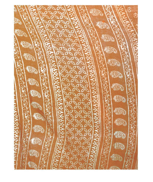 Orange Dabu Hand Block Print Handcrafted Cotton Saree-Saree-Kalakari India-BAPASA0043-Cotton, Dabu, Geographical Indication, Hand Blocks, Hand Crafted, Heritage Prints, Sarees, Sustainable Fabrics-[Linen,Ethnic,wear,Fashionista,Handloom,Handicraft,Indigo,blockprint,block,print,Cotton,Chanderi,Blue, latest,classy,party,bollywood,trendy,summer,style,traditional,formal,elegant,unique,style,hand,block,print, dabu,booti,gift,present,glamorous,affordable,collectible,Sari,Saree,printed, holi, Diwali, b